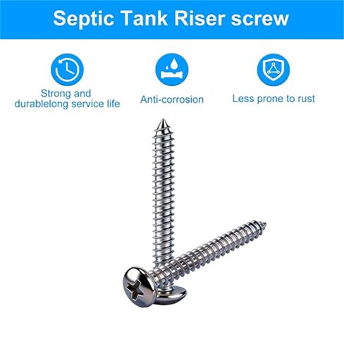 50 قطعة من المسمار المعدني، برغي رفع خزان الصرف الصحي لرافعات وأغطية Tuf-Tite، برغي غطاء الصرف الصحي من الفولاذ المقاوم للصدأ 18-8، لمسة نهائية سادة، رأس المقلاة، مقاس 10 خيط، طول 1 3/4 بوصة in Kuwait