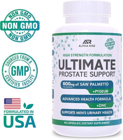 مكمل صحة البروستاتا للرجال - تقليص البروستاتا باستخدام البلميط المنشاري 600 مجم، البيجيوم 300 مجم، 16 عشبة + زنك، 60 كبسولة in Kuwait