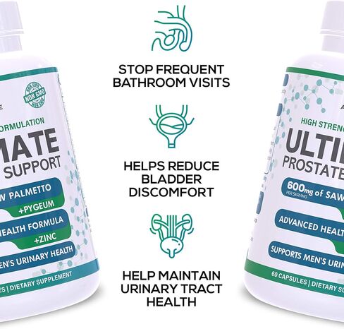 مكمل صحة البروستاتا للرجال - تقليص البروستاتا باستخدام البلميط المنشاري 600 مجم، البيجيوم 300 مجم، 16 عشبة + زنك، 60 كبسولة in Kuwait