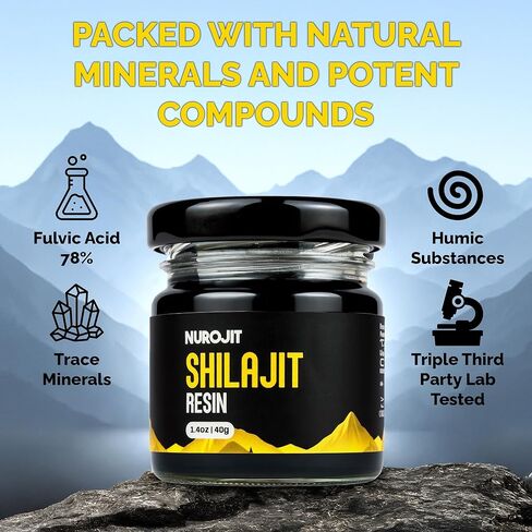 Pure Shilajit Resin, Pure Himalayan Shilajit for Men and Women with 78%+ Fulvic Acid, Mineral Complex, 3rd Party Lab Tested, Natural Organic Resin, Vegan, Gluten Free, Daily Supplement 40g in Saudi Arabia