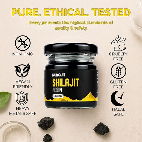Pure Shilajit Resin, Pure Himalayan Shilajit for Men and Women with 78%+ Fulvic Acid, Mineral Complex, 3rd Party Lab Tested, Natural Organic Resin, Vegan, Gluten Free, Daily Supplement 40g in Saudi Arabia
