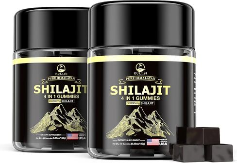Shilajit Gummies with Ashwagandha for Men & Women, 85+ Trace Minerals, 75% Fulvic Acid, Energy, Stamina & Immune Support, Vegan Non-GMO Supplement, 60 Count in Kuwait