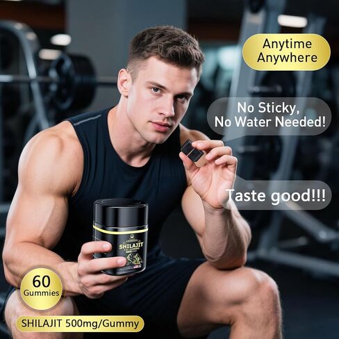 Shilajit Gummies with Ashwagandha for Men & Women, 85+ Trace Minerals, 75% Fulvic Acid, Energy, Stamina & Immune Support, Vegan Non-GMO Supplement, 60 Count in Saudi Arabia