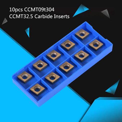 10 قطعة CCMT32.51 CCMT09T304 مخرطة CNC قابلة للفهرسة من الكربيد الصلب، إدراج أطراف كربيد CNC شفرة 80 درجة من الماس، أداة تحول المخرطة القاطعة بزاوية خلوص 7 درجات in Kuwait