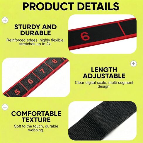 3 Fitness Resistance Bands for Stretching and Yoga, 8 10 12 Segment Number Stretch Resistance Band, Adjustable Exercise Bands for Full Body Stretching Shaping and Training in Saudi Arabia