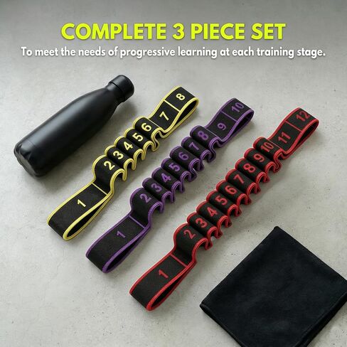 3 Fitness Resistance Bands for Stretching and Yoga, 8 10 12 Segment Number Stretch Resistance Band, Adjustable Exercise Bands for Full Body Stretching Shaping and Training in Saudi Arabia