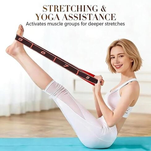 حزام مرن لليوجا مع حلقات، 3 قطع من حزام اليوجا، حزام مقاومة مرقم 8 أقسام، أربطة تدريب مرنة (وردي + أزرق + أرجواني) in Kuwait