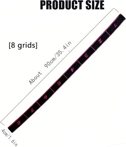 حزام مرن لليوجا مع حلقات، 3 قطع من حزام اليوجا، حزام مقاومة مرقم 8 أقسام، أربطة تدريب مرنة (وردي + أزرق + أرجواني) in Kuwait