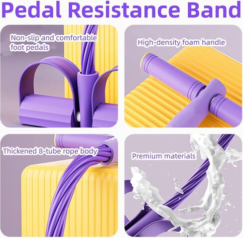Multifunctional Pedal Resistance Band, 8 Tube Stretch Band with Handle, Upgrade Heavy-Duty TPE Tubes with 300% Stretch, Shaping Exercise Equipment for Abdominal, Leg, Arm and Back Slimming Training in Saudi Arabia