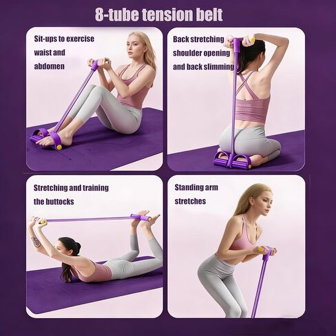Exercise Band Workout with Sweat-Wicking Foam Handles - Non-Slip, Portable Fitness Equipment Suitable for Home Gyms, Travel Workouts, and Full-Body Training (Purple). in Saudi Arabia