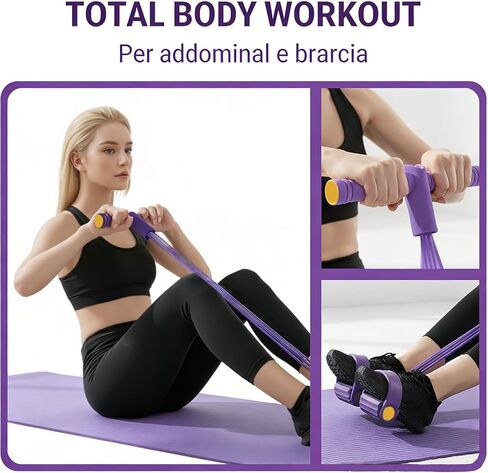 Exercise Band Workout with Sweat-Wicking Foam Handles - Non-Slip, Portable Fitness Equipment Suitable for Home Gyms, Travel Workouts, and Full-Body Training (Purple). in Saudi Arabia