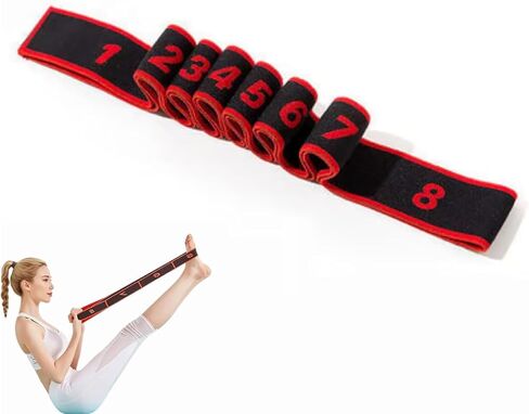 حزام مقاومة للياقة البدنية للتمدد واليوجا، حزام مقاومة للتمدد مع علامات واضحة، أربطة تدريب مرنة مكونة من 8 أقسام لليوجا والتمدد والبيلاتس واللياقة البدنية in Saudi Arabia