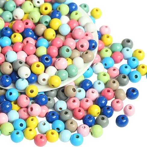 500Pcs Colorful Round Wooden Beads for Craft Natual Wooden Beads Assorted Farmhouse Loose Craft Bead Painted Wooden Beads for Jewelry Making Friendship Bracelet Holiday Decorations(10mm) in Kuwait