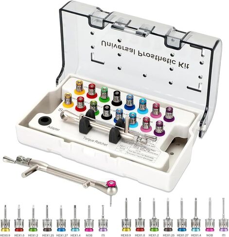 universal implant driver kit,High Precision Dental Implant Torque Wrench，16pcs screwdriver for dental implant,Torque Value of 10-70Ncm,Autoclavable Universal Implant Kit in Kuwait