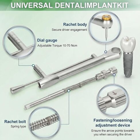 universal implant driver kit,High Precision Dental Implant Torque Wrench，16pcs screwdriver for dental implant,Torque Value of 10-70Ncm,Autoclavable Universal Implant Kit in Kuwait