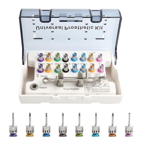 Dental Implant Torque Wrench Universal Kit with 10-70Ncm Torque Adjustable Ratchet 16pcs, Secure/Disassemble Implant Restorations Tools for Dentists,Fully Autoclavable in Kuwait