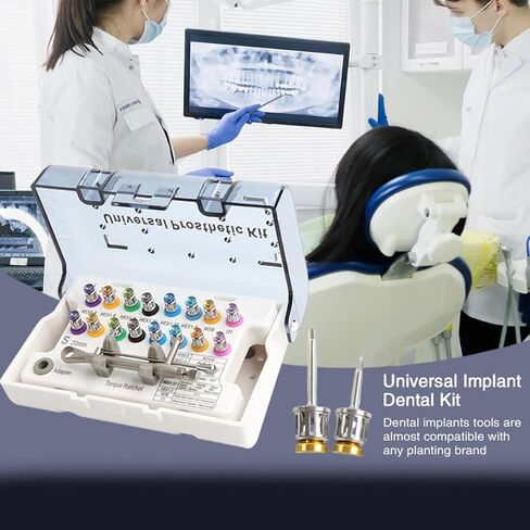 Dental Implant Torque Wrench Universal Kit with 10-70Ncm Torque Adjustable Ratchet 16pcs, Secure/Disassemble Implant Restorations Tools for Dentists,Fully Autoclavable in Kuwait