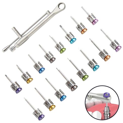 Dental Implant Torque Wrench Universal Kit with 10-70Ncm Torque Adjustable Ratchet 16pcs, Secure/Disassemble Implant Restorations Tools for Dentists,Fully Autoclavable in Kuwait