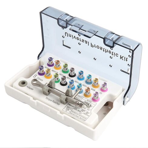 Dental Implant Torque Wrench Universal Kit with 10-70Ncm Torque Adjustable Ratchet 16pcs, Secure/Disassemble Implant Restorations Tools for Dentists,Fully Autoclavable in Kuwait