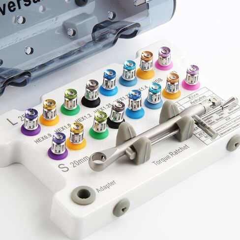 Dental Implant Torque Wrench Universal Kit with 10-70Ncm Torque Adjustable Ratchet 16pcs, Secure/Disassemble Implant Restorations Tools for Dentists,Fully Autoclavable in Kuwait