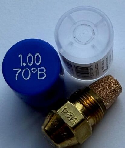 Three Pack - Oil Burner Nozzle, 1.00 70 B, Solid Spray Blue Cap 1.00 70 B Oil Nozzle 1.00 Gallons per minute with a 70 degree Solid Spray in Saudi Arabia