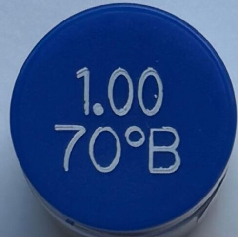 Three Pack - Oil Burner Nozzle, 1.00 70 B, Solid Spray Blue Cap 1.00 70 B Oil Nozzle 1.00 Gallons per minute with a 70 degree Solid Spray in Saudi Arabia