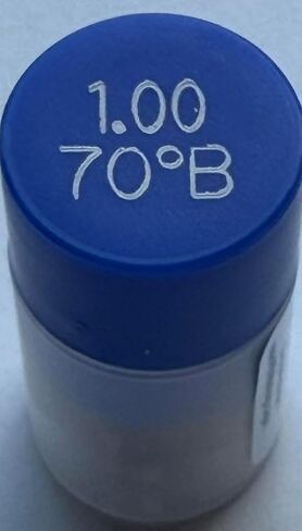 Three Pack - Oil Burner Nozzle, 1.00 70 B, Solid Spray Blue Cap 1.00 70 B Oil Nozzle 1.00 Gallons per minute with a 70 degree Solid Spray in Saudi Arabia