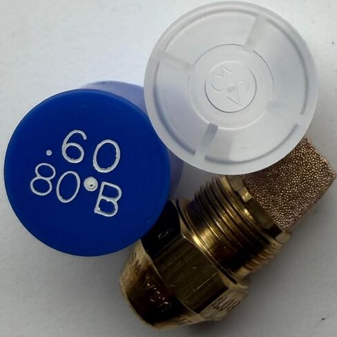 Two Pack - Oil Burner Nozzle, .60 80 B, Solid Spray Blue Cap .60 80 B Oil Nozzle .60 Gallons per hour with a 80 degree Solid Spray in Saudi Arabia