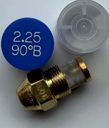 Two Pack - Oil Burner Nozzle, 2.25 90 B, Solid Spray Blue Cap 2.25 90 B Oil Nozzle 2.25 Gallons per minute with a 90 degree Solid Spray in Saudi Arabia