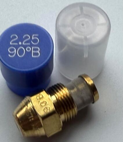 Two Pack - Oil Burner Nozzle, 2.25 90 B, Solid Spray Blue Cap 2.25 90 B Oil Nozzle 2.25 Gallons per minute with a 90 degree Solid Spray in Saudi Arabia