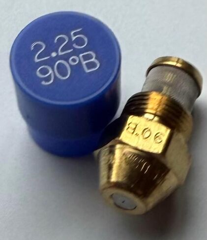 Two Pack - Oil Burner Nozzle, 2.25 90 B, Solid Spray Blue Cap 2.25 90 B Oil Nozzle 2.25 Gallons per minute with a 90 degree Solid Spray in Saudi Arabia