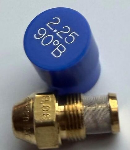 Two Pack - Oil Burner Nozzle, 2.25 90 B, Solid Spray Blue Cap 2.25 90 B Oil Nozzle 2.25 Gallons per minute with a 90 degree Solid Spray in Saudi Arabia