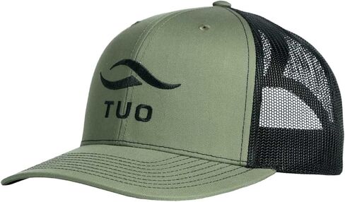TUO Logo Trucker Hat - Stylish Cotton/Poly Blend with Embroidered Logo Icon and Adjustable Snapback (Black) in Kuwait