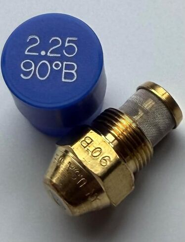 Two Pack - Oil Burner Nozzle, 2.25 90 B, Solid Spray Blue Cap 2.25 90 B Oil Nozzle 2.25 Gallons per minute with a 90 degree Solid Spray in Saudi Arabia