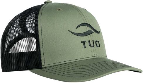 TUO Logo Trucker Hat - Stylish Cotton/Poly Blend with Embroidered Logo Icon and Adjustable Snapback (Black) in Kuwait