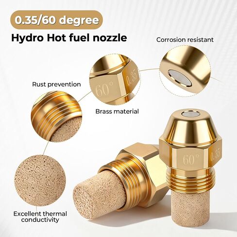 4Pcs Oil Burner Nozzle Fit for Aqua Hot, 0.35GPH 60 Degree Fuel Nozzle Brass Pressure Burner Oil Nozzles Replacement in Kuwait