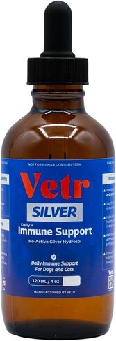 Vetr Silver Immune Support for Dogs and Cats, 4oz/120mL Liquid in Amber Bottle with Oral Dropper, Professional Grade Colloidal Silver Supplement for Daily Wellness and Seasonal Defense in Kuwait