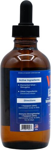 Vetr Silver Immune Support for Dogs and Cats, 4oz/120mL Liquid in Amber Bottle with Oral Dropper, Professional Grade Colloidal Silver Supplement for Daily Wellness and Seasonal Defense in Kuwait