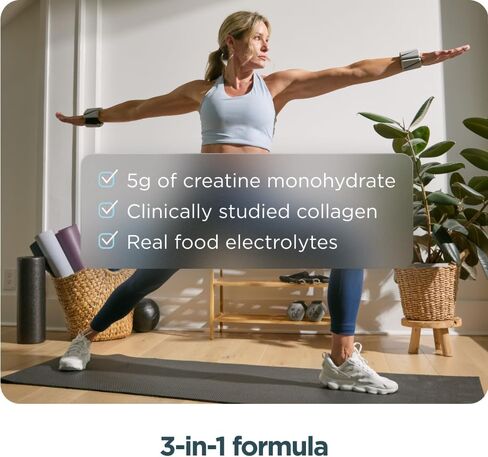 Ancient Nutrition Creatine + Collagen – Muscle Strength, Lean Body Mass, Joint Comfort & Cognitive Support – Includes 5g Creatine Monohydrate for Women + Electrolytes, Lemon, 30 Servings in Saudi Arabia