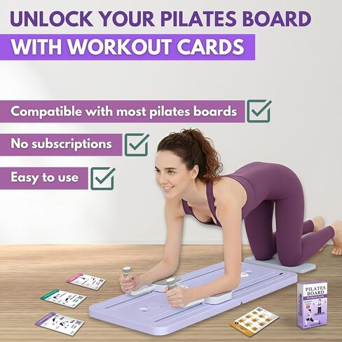 بطاقات تمرين لوحة البيلاتيس - 67 بطاقة تمرين مع مقاطع فيديو وخطة تمرين - تتضمن تحدي 5 أسابيع، وكتاب إلكتروني، ومخطط التقدم وحلقتين لسهولة التنظيم - دليل الإصلاح المنزلي المحمول للنساء in Kuwait