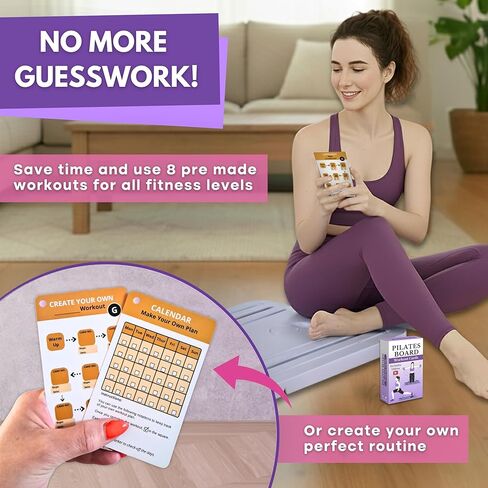 بطاقات تمرين لوحة البيلاتيس - 67 بطاقة تمرين مع مقاطع فيديو وخطة تمرين - تتضمن تحدي 5 أسابيع، وكتاب إلكتروني، ومخطط التقدم وحلقتين لسهولة التنظيم - دليل الإصلاح المنزلي المحمول للنساء in Kuwait