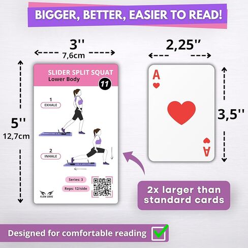 بطاقات تمرين لوحة البيلاتيس - 67 بطاقة تمرين مع مقاطع فيديو وخطة تمرين - تتضمن تحدي 5 أسابيع، وكتاب إلكتروني، ومخطط التقدم وحلقتين لسهولة التنظيم - دليل الإصلاح المنزلي المحمول للنساء in Kuwait