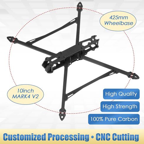 بديل لإطار MARK4 V2 10 بوصة 425 مم 1 قطعة إطار من ألياف الكربون مناسب لطائرة RC FPV حرة طويلة المدى بدون طيار أجزاء DIY متوافقة مع محرك 3115 1050 المروحة in Kuwait
