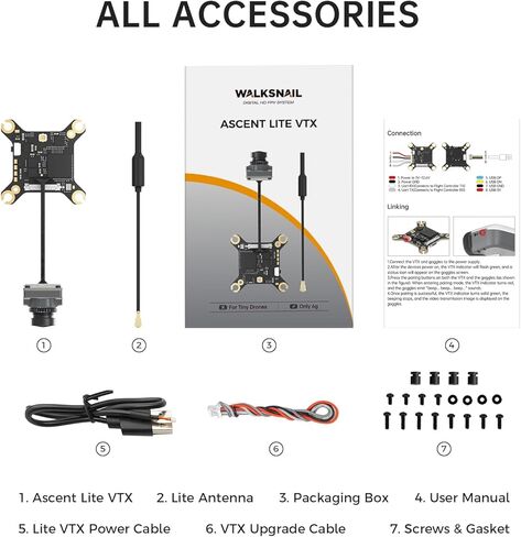طقم CADDXFPV Walksnail Ascent Lite VTX - Air Unit Pro لطائرة FPV بدون طيار، نظام نقل رقمي مع رؤية ليلية، صور عالية الدقة 1080P/60FPS، 147 درجة FOV، زمن وصول منخفض 35 مللي ثانية، نطاق أقصى 3 كم، مستشعر 1/1.8 بوصة لهواة RC/FPV والتطبيقات متعددة الاستخدامات in Kuwait