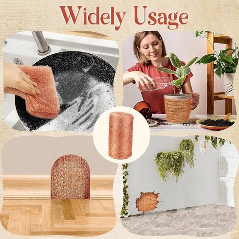 شبكة نحاسية مقاس 8 بوصات × 100 قدم للتحكم في القوارض، صوف نحاسي مقاوم للصدأ للبزاقات والخفافيش والقواقع والطيور، وحشو الفتحات بنفسك، ومانع الفجوة للبستنة والاستخدام المنزلي in Kuwait