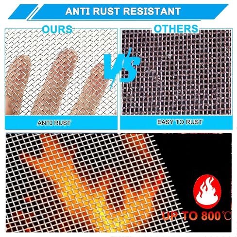Stainless Steel Mesh Screen 8Mesh 304, 15.7" x 147" (40x375cm) Metal Mesh Screen, Rust Free Fine Wire Mesh Roll, Easy to Cur for Vent Mesh, Window Screen, Filters, Cage, Garden Covers in Kuwait