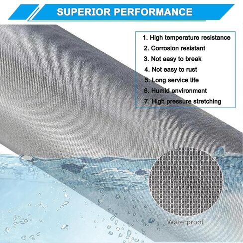 Stainless Steel Mesh Screen 8Mesh 304, 15.7" x 147" (40x375cm) Metal Mesh Screen, Rust Free Fine Wire Mesh Roll, Easy to Cur for Vent Mesh, Window Screen, Filters, Cage, Garden Covers in Kuwait