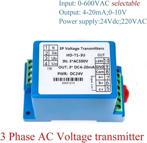 محول طاقة التيار المتردد، محول إرسال مستشعر، مدخل 0-10 فولت، مخرج تيار مستمر (3ph Ac0-500v، AC220V-0-10V-4) in Kuwait