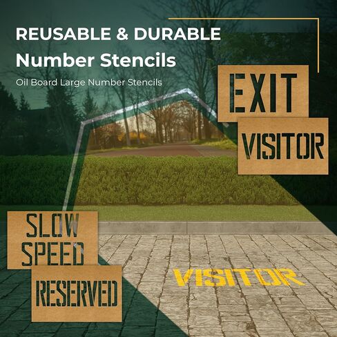 استنسل طلاء Fox Valley لمواقف السيارات - مجموعة استنسل مصنع ألواح الزيت 14 قطعة، مجموعة علامات الطريق والأرضيات، علامات الخرسانة والرصيف 8 بوصة × 12 بوصة in Kuwait