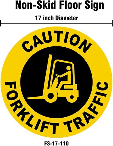 Stranco Non-Slip Floor Sign “CAUTION FORKLIFT TRAFFIC" | 17" Black on Yellow | Permanent Acrylic Adhesive, Pebble-Textured Laminate, Durable 20 mil Construction, Slip-Resistant Safety Label in Kuwait